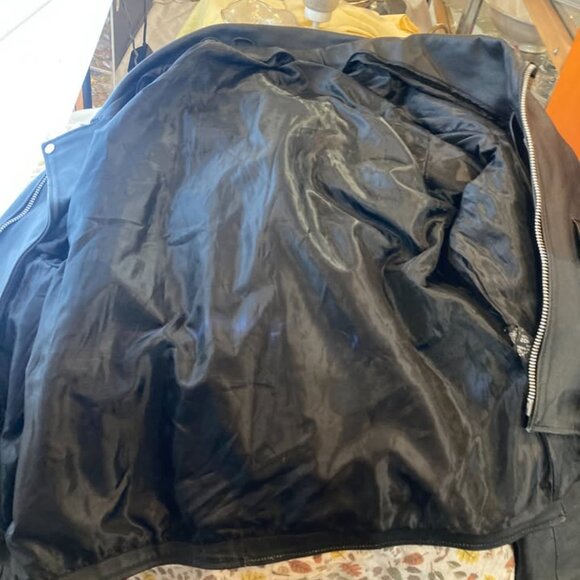 Vtg black biker rocker motorcycle perfecto mens leather jacket sz XXX large - Picture 4 of 5